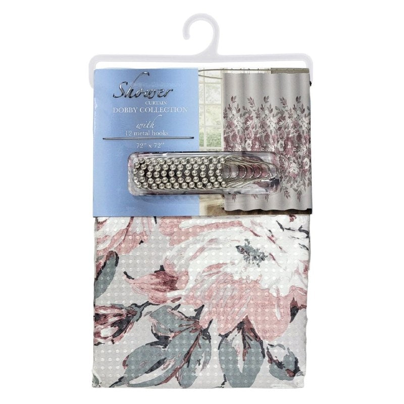 CORTINA PARA BAÑO DE TELA SUAVE DE ALTA RESISTENCIA DE 12 GANCHOS DOBBY COLLECTION 183X183CM