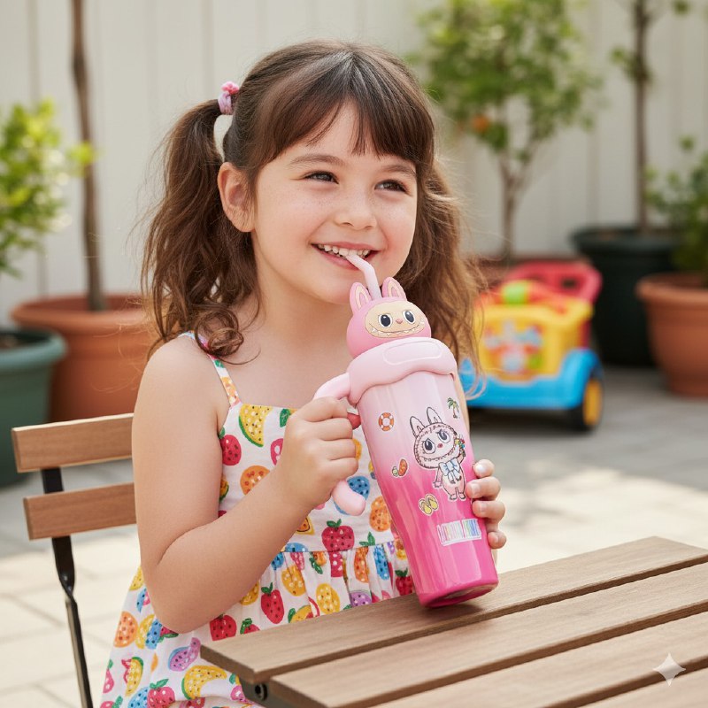 VASO TERMO DE ACERO INOXIDABLE CON ASA DISEÑOS VARIADOS PARA NIÑOS Y NIÑAS 30OZ, 6 ESTILOS