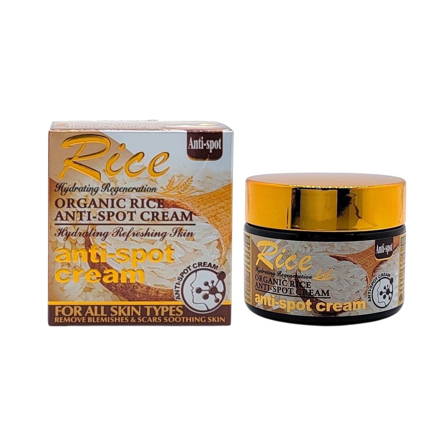 CREMA FACIAL DE ARROZ, ANTIMANCHAS,  ELIMINA EL ACNE Y BLANQUEA LAS PECAS A CORTO PLAZO RICE ANTI SPOT 55G