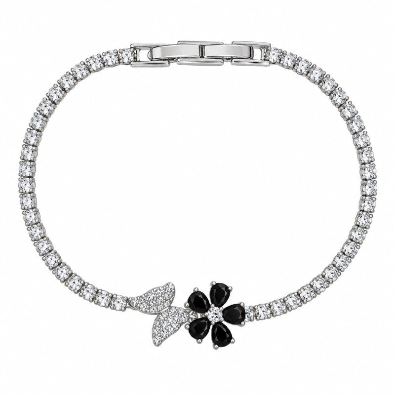 PULSERA DE ENCHAPE PARA DAMA CON DISEÑO DE FLOR Y MARIPOSA 16CM