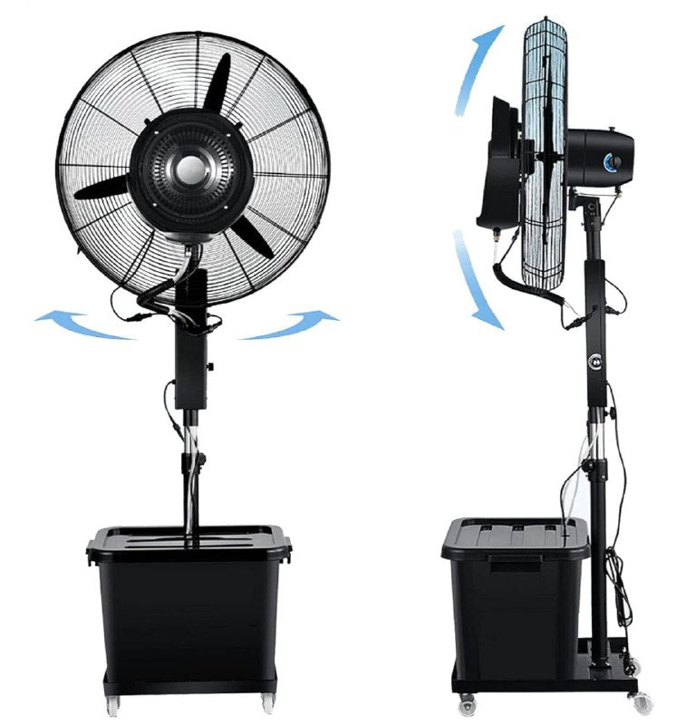 VENTILADOR INDUSTRIAL DE PIE, DE NEBULIZACION PARA EXTERIORES DE 30 PULGADAS, VENTILADOR DE PEDESTAL CON 3 VELOCIDADES, ROTACION 90 GRADOS AMERICAN STAR 82X10.5X82CM