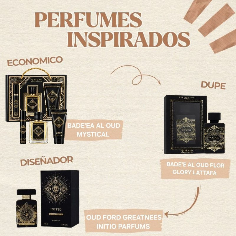 SET MYSTICAL BADEEA AL OUD EDP 20ML, SPLASH 50ML, CREMA DESPUES DE AFEITAR 90ML (H) (AROMA SIMILAR LATTAFA BADEE AL OUD FOR GLORY