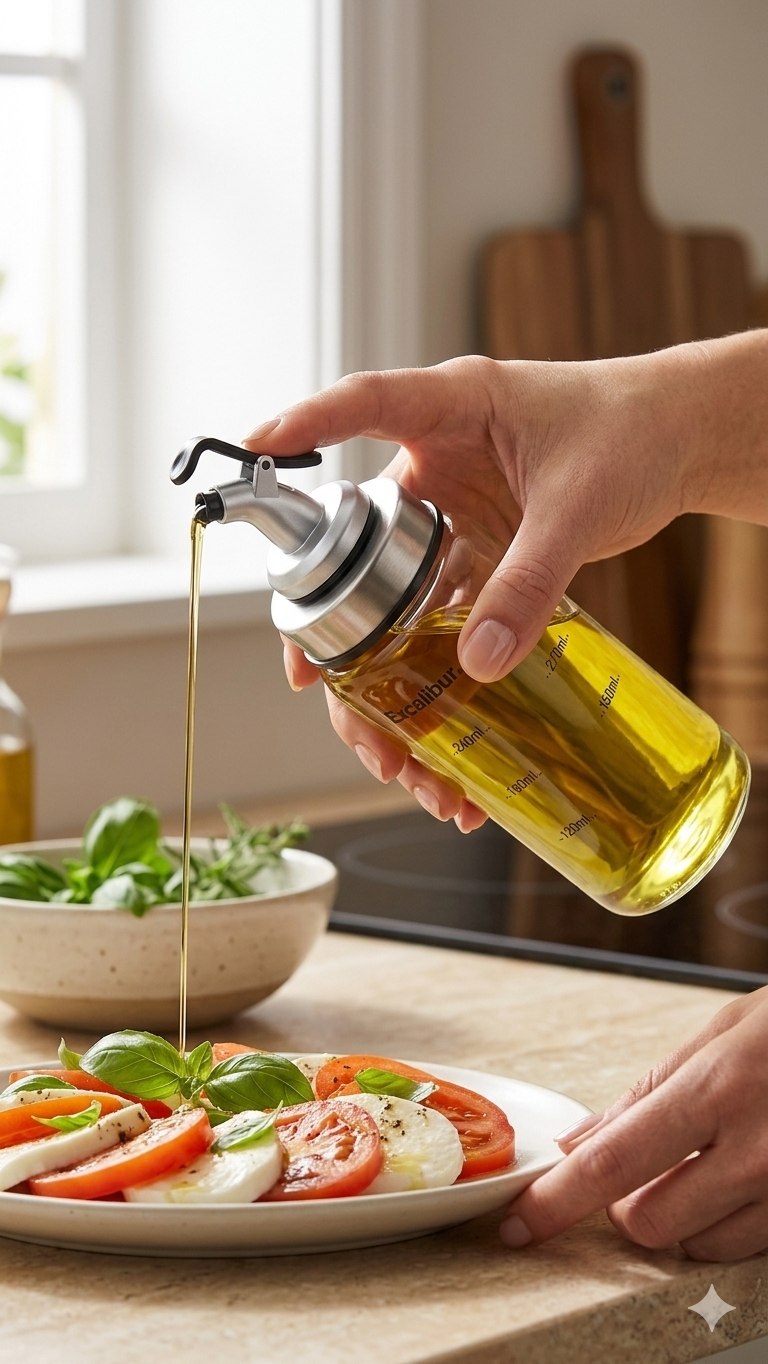 RECIPIENTE DISPENSADOR DE ACEITE DE VIDRIO EXCALIBUR 270ML