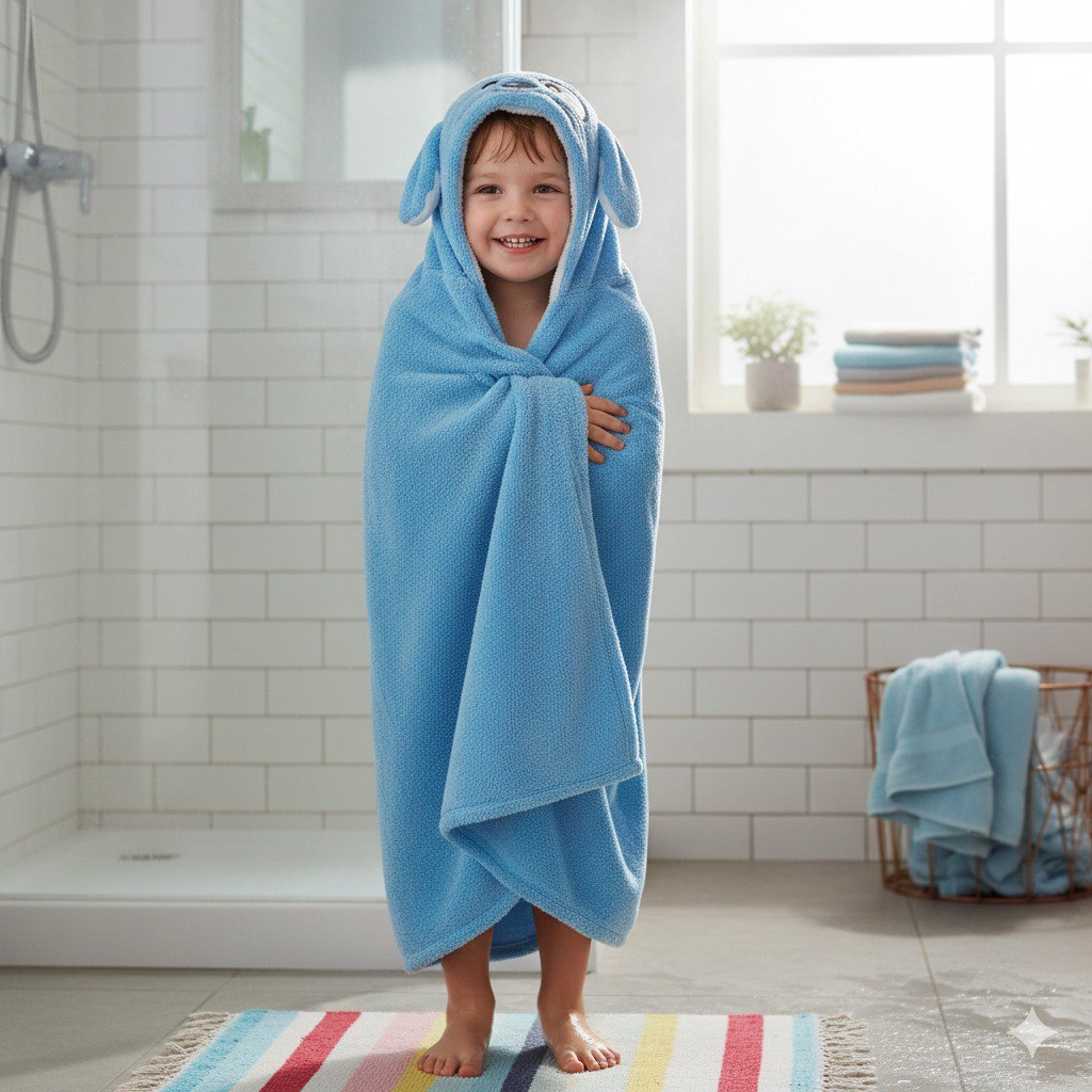 TOALLA DE BAÑO PARA NIÑOS DE MICROFIBRA CON TEXTURA TIPO NUBE COLACO