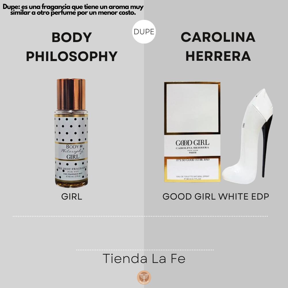 SPLASH BODY PHILOSOPHY GIRL 60ML (M)(DUPE DE CAROLINA HERRERA GOOD GIRL WHITE  EDP )