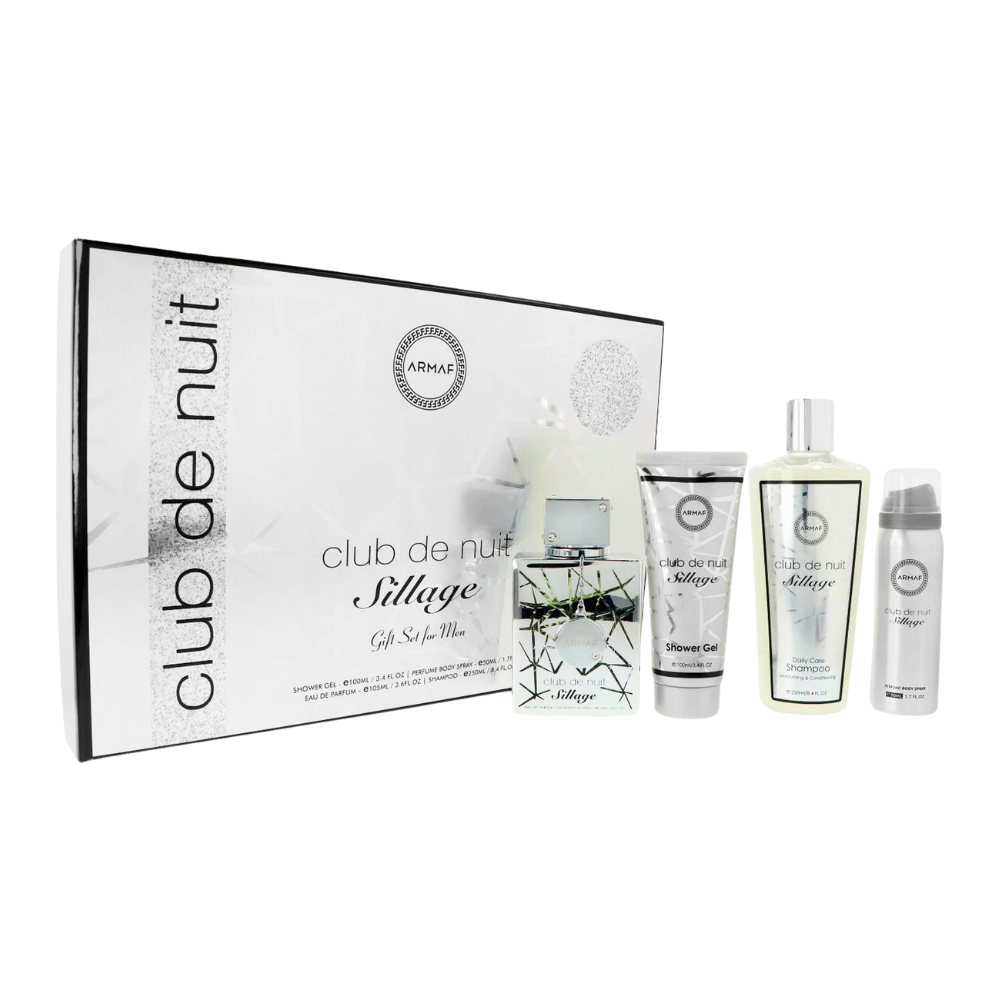 SET CLUB DE NUIT SILLAGE EDP 105ML, SHOWER GEL 100ML. BODY SPRAY 50ML, SHAMPOO 250ML (H)