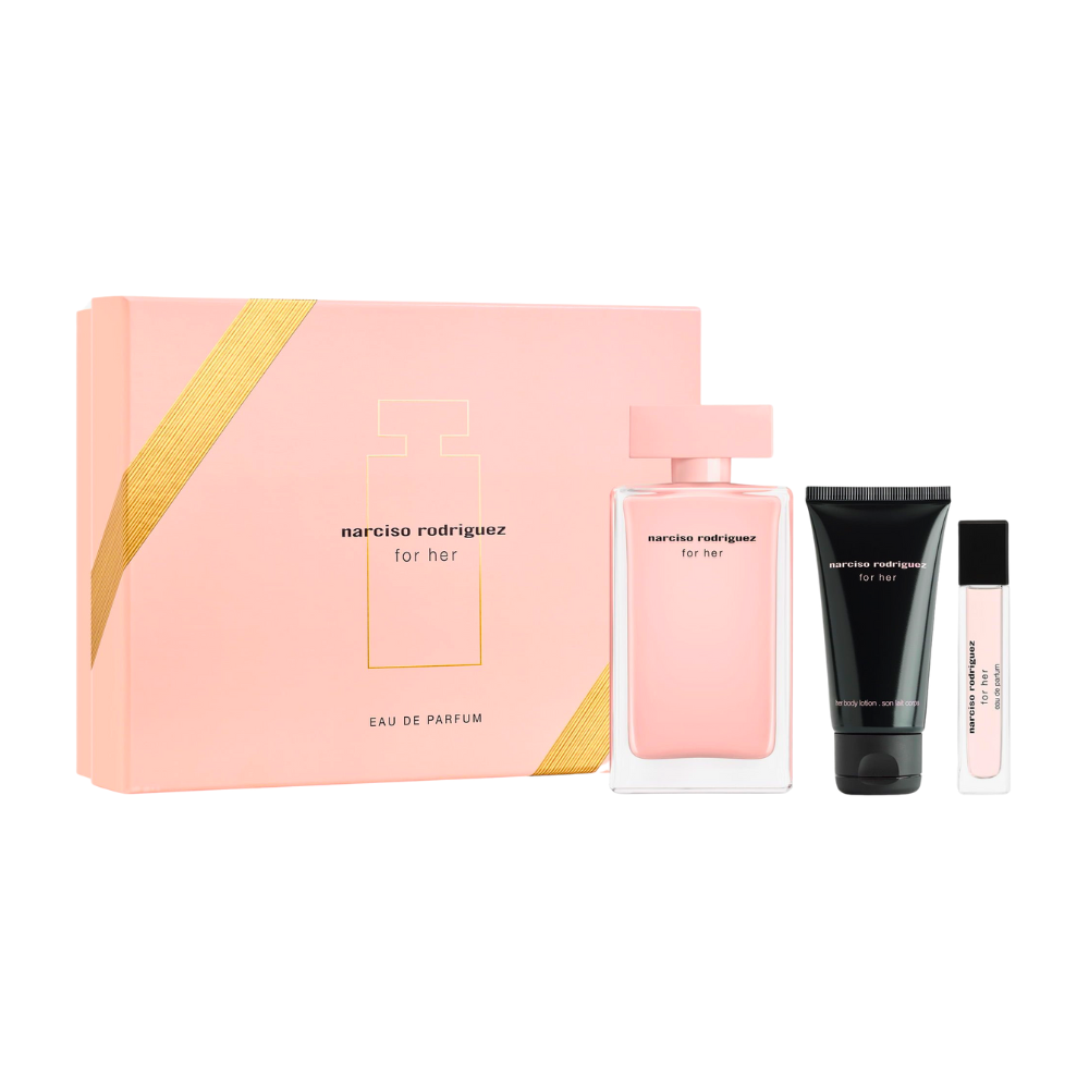 SET NARCISO RODRIGUEZ FOR HER EDP 100ML, EDP 10ML, BODY LOTION 50ML (M)