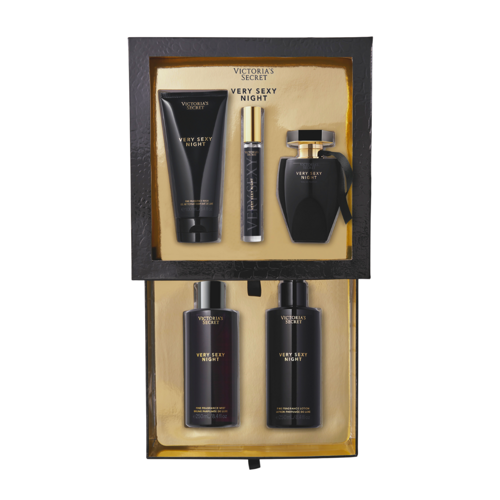 SET VICTORIAS SECRET VERY SEXY NIGHT EDP 100ML, EDP 15ML, SHOWER GEL 100ML, BODY LOTION 100ML, SPLASH 250ML (M)