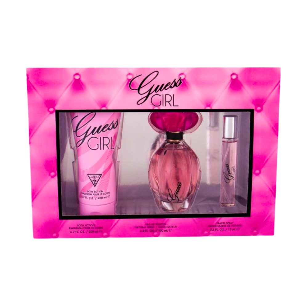 SET GUESS GIRL EDT 100ML, EDT 15ML, BODY LOTION 200ML (M)