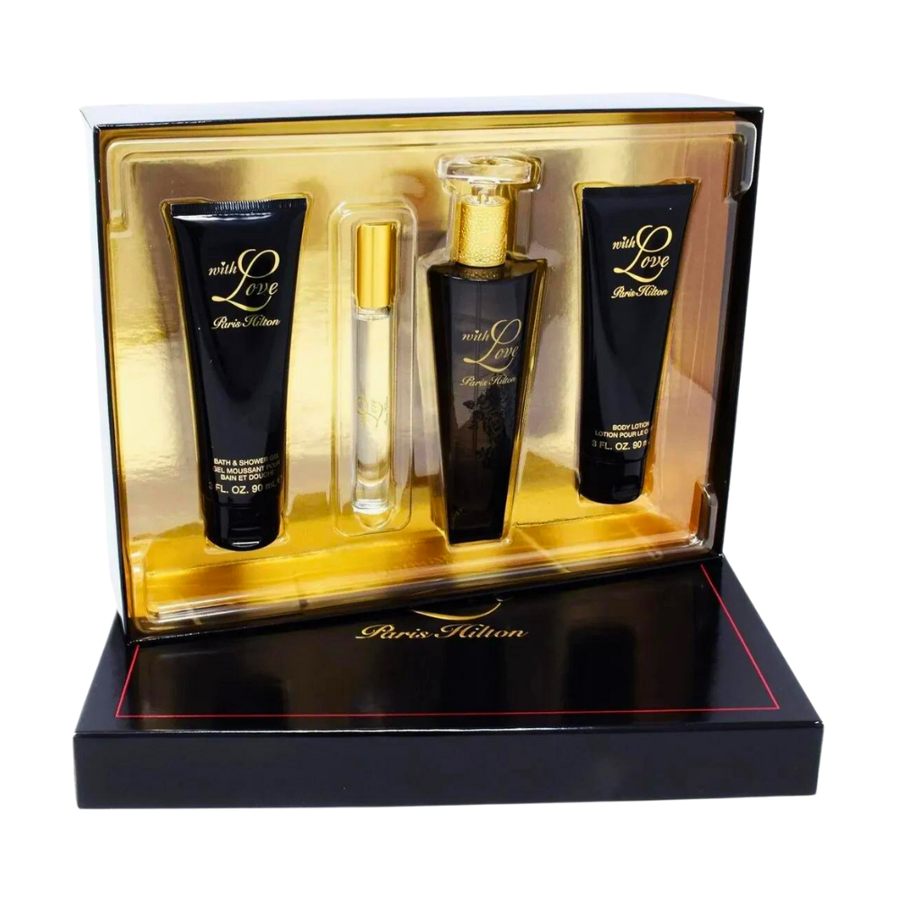 SET PARIS HILTON WITH LOVE EDP 100ML, EDP 15ML, BODY LOTION 90ML, SHOWER GEL 90ML (M)