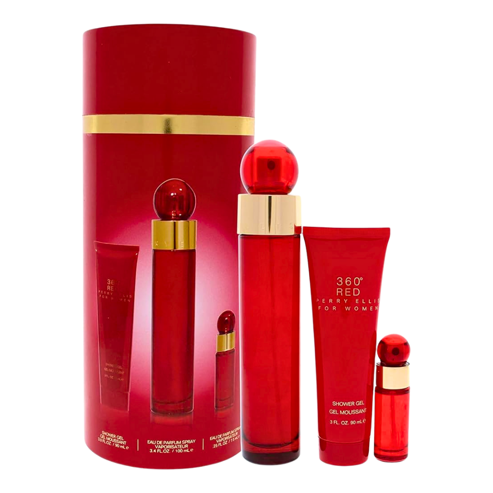 SET PERRY ELLIS 360 RED FOR WOMEN EDP 100ML, EDP 7.5ML, SHOWER GEL 90ML (M)