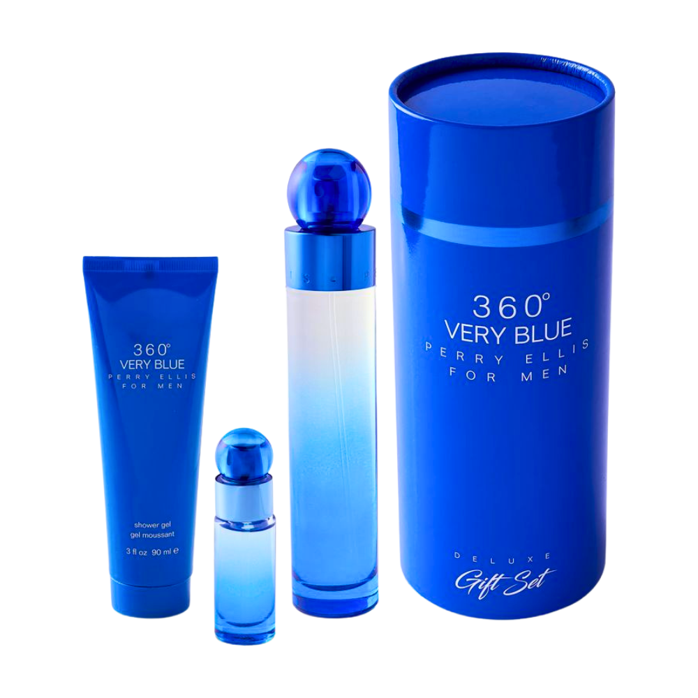SET PERRY ELLIS 360 VERY BLUE FOR MEN EDT 100ML EDT 7.5ML GEL DE DUCHA 90ML (H)