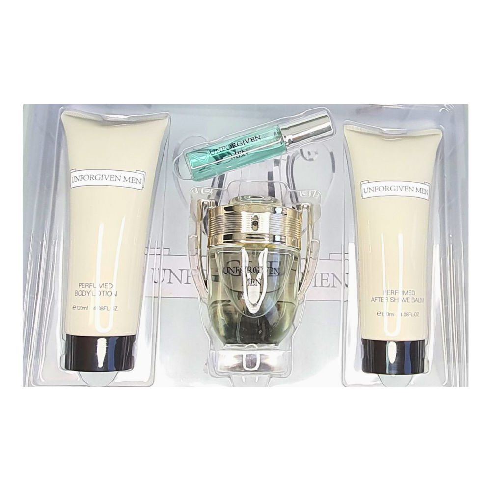 SET UNFORGIVEN MEN EDP 100ML, EDP 15ML, BODY LOTION 120ML, AFTER SHAVE 120ML (H)