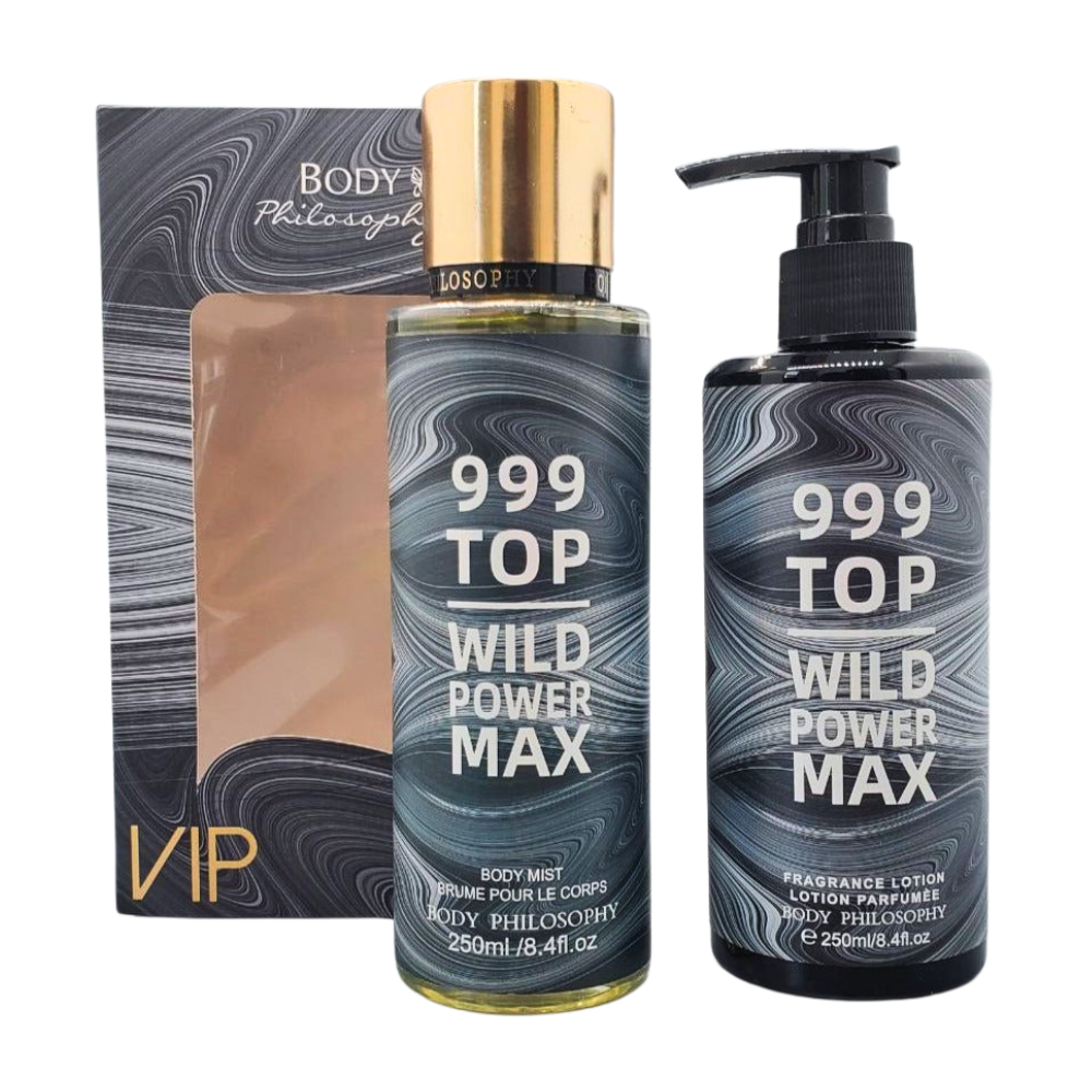 SET BODY PHILOSOPHY 999 TOP WILD POWER MAX SPLASH 250ML, BODY LOTION 250ML (H)