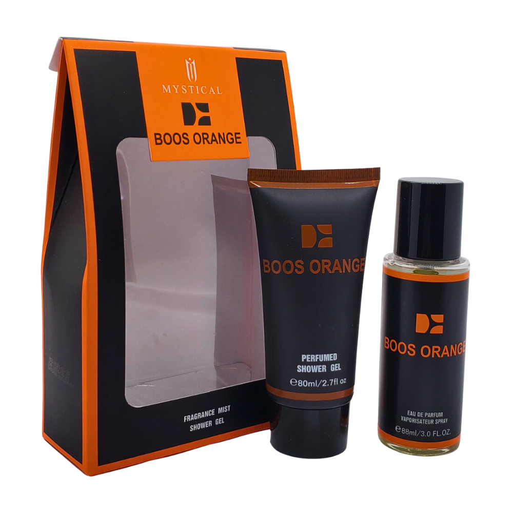 SET MYSTICALSPLASH HOMBRE  BOOS ORANGE SPLASH 88ML, SHOWER GEL 80ML (H)