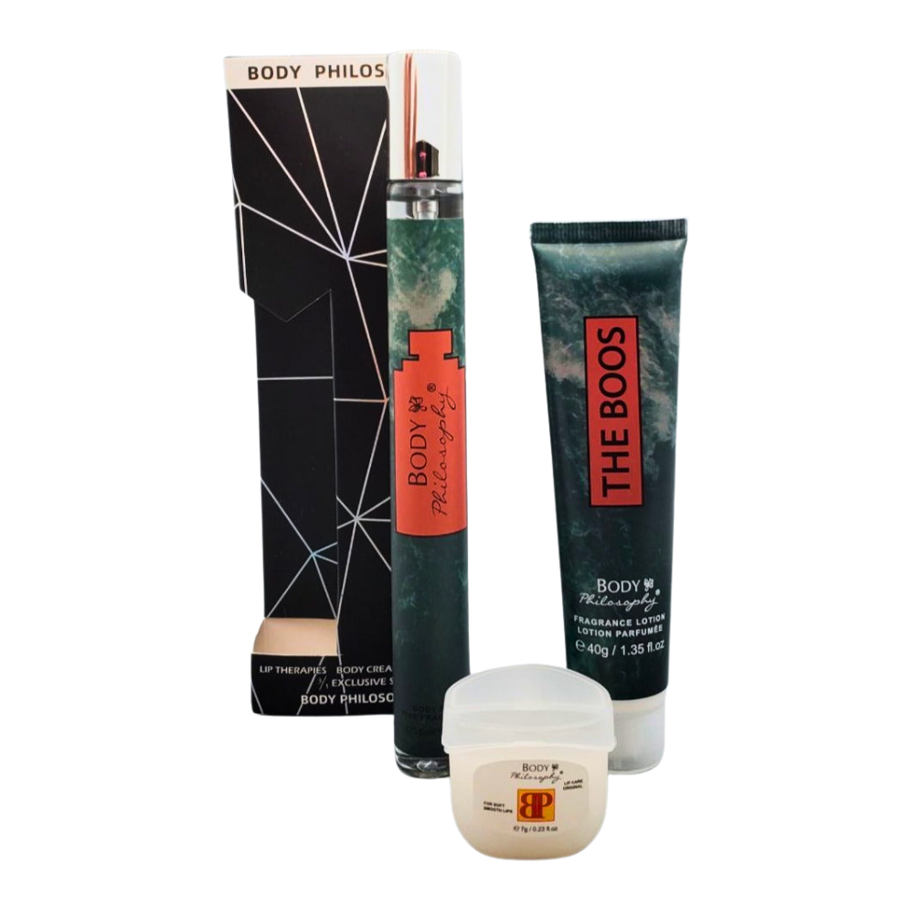 SET PERFUME EN TUBO PARA HOMBRE THE BOOS EDP 35ML, BODY LOTION 40G, VASELINA 7G (H)