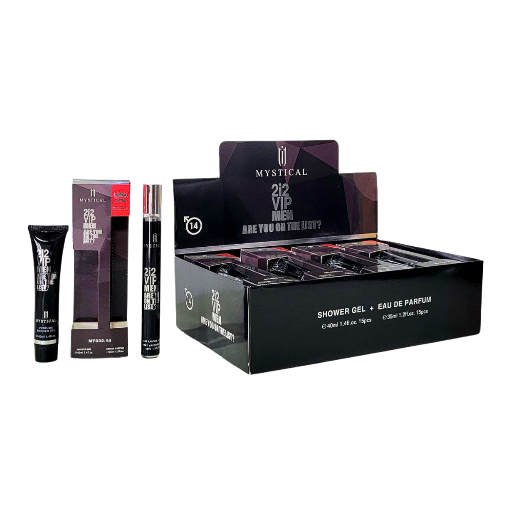 SET PERFUME EN TUBO PARA HOMBRE MYSTICAL 14 VIP MEN ARE YOU ON THE LIST GIOR EDP 35ML, SHOWER GEL 40ML (H)