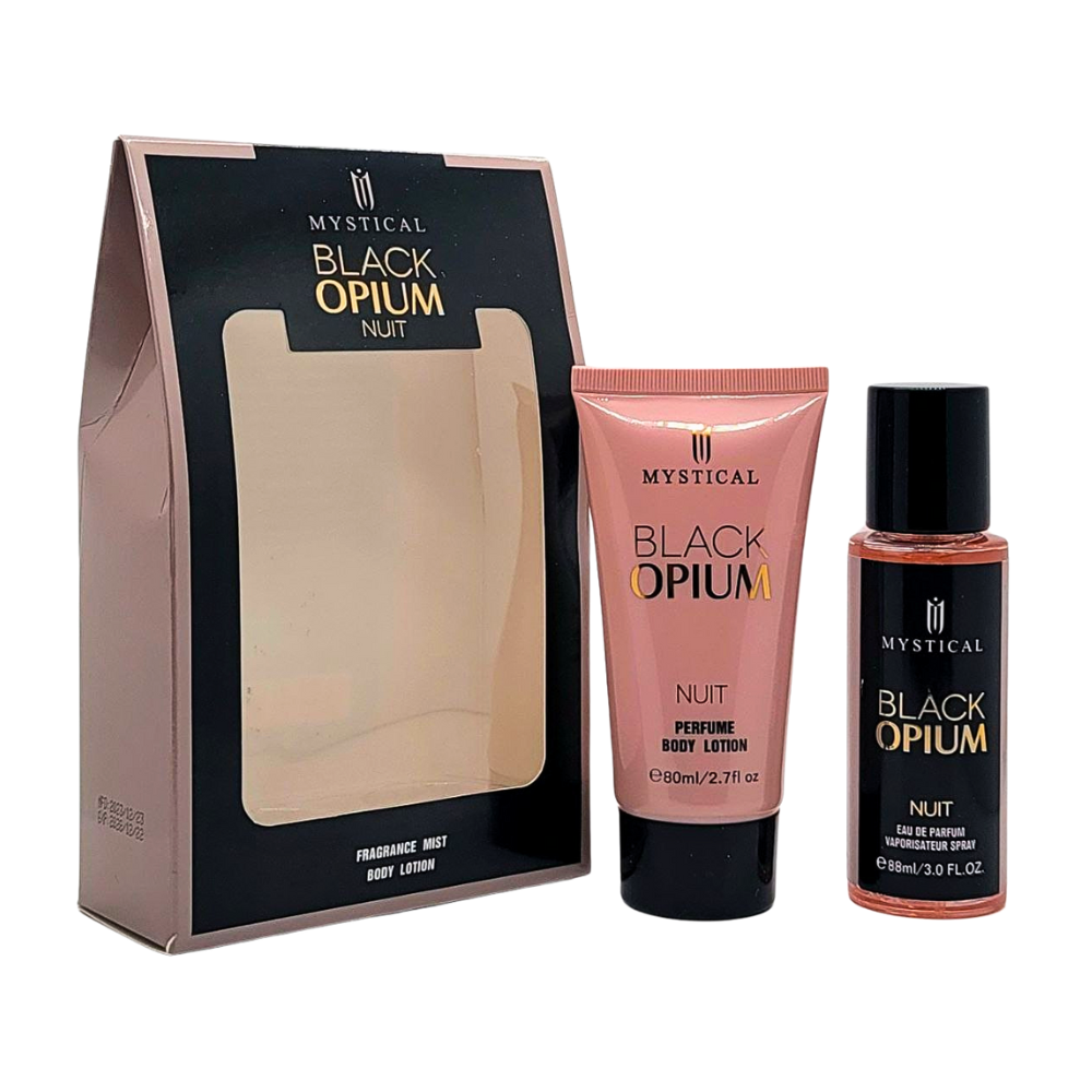 SET DE SPLASH PARA DAMA MYSTICAL BLACK OPIUM NUIT SPLASH 88ML, BODY LOTION 80ML (M)