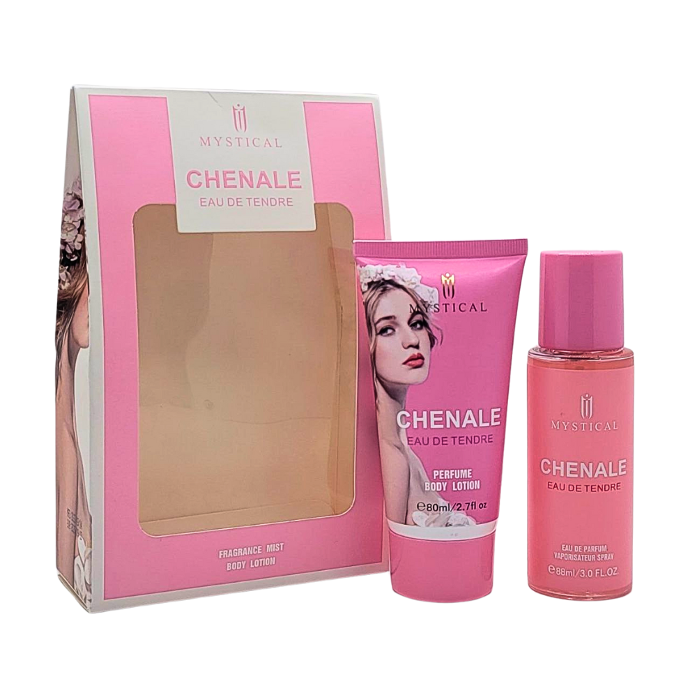 SET DE SPLASH PARA DAMA MYSTICAL CHENALE EAU DE TENDRE SPLASH 88ML, BODY LOTION 80ML (M)