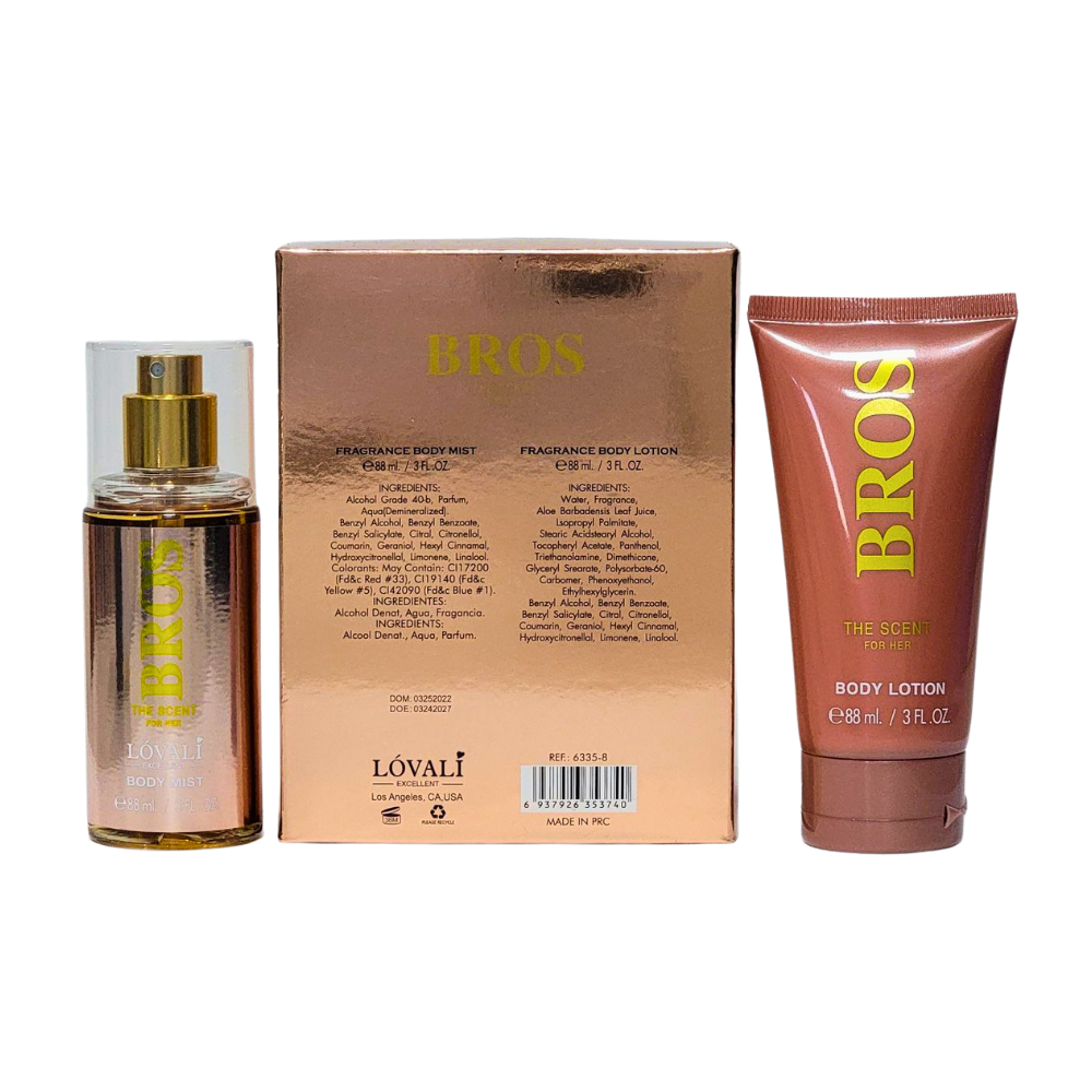 SET DE SPLASH PARA DAMA LOVALI BROS THE SCENT FOR HER SPLASH 88ML, BODY LOTION 88ML (M)
