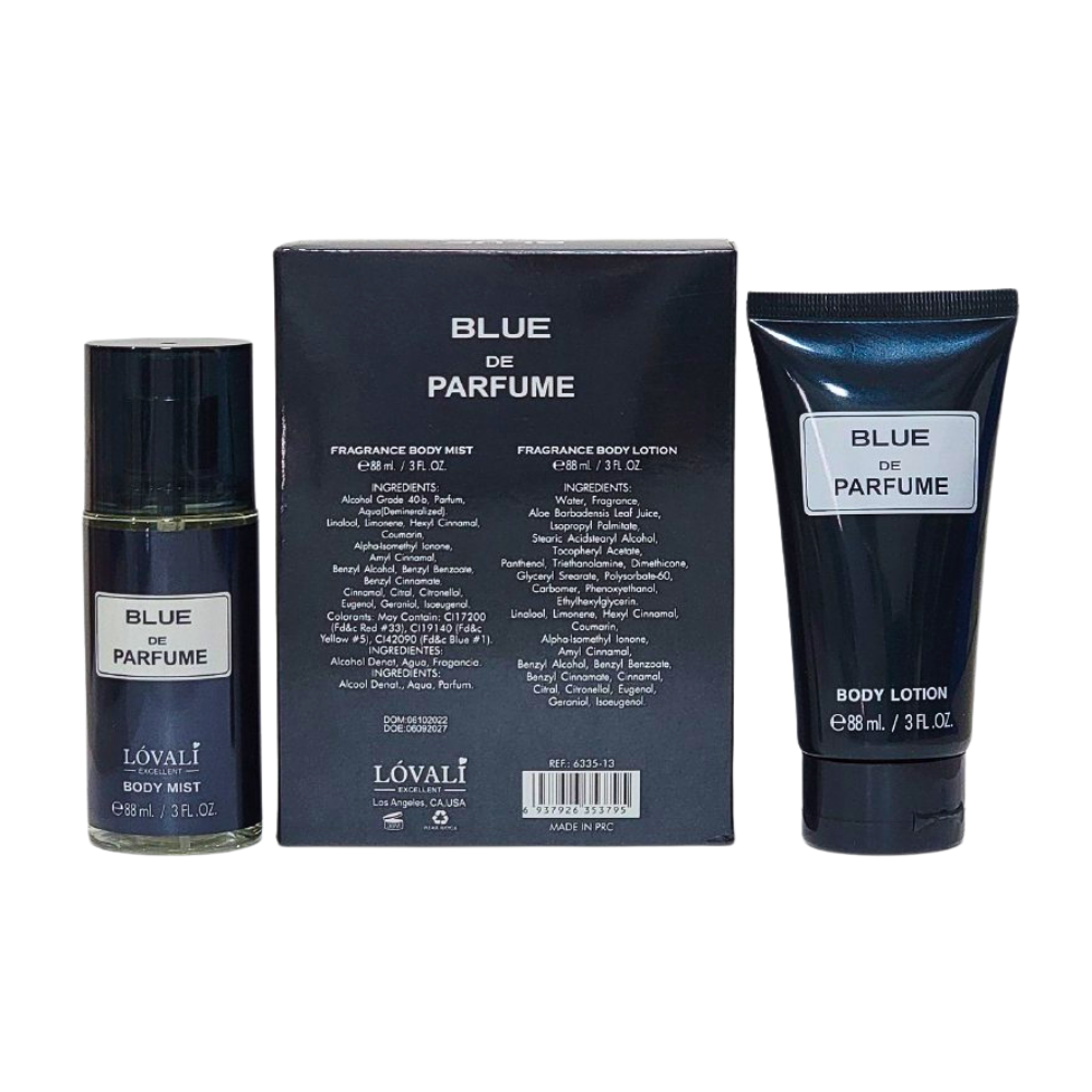 SET DE SPLASH PARA HOMBRE LOVALI BLUE DE PARFUME SPLASH 88ML, BODY LOTION 88ML (H)