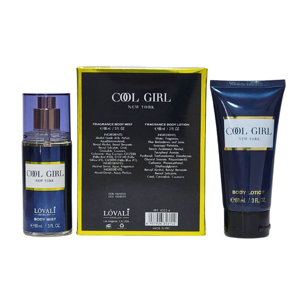 SET DE SPLASH PARA DAMA LOVALI COOL GIRL NEW YORK SPLASH 88ML, BODY LOTION 88ML (M)