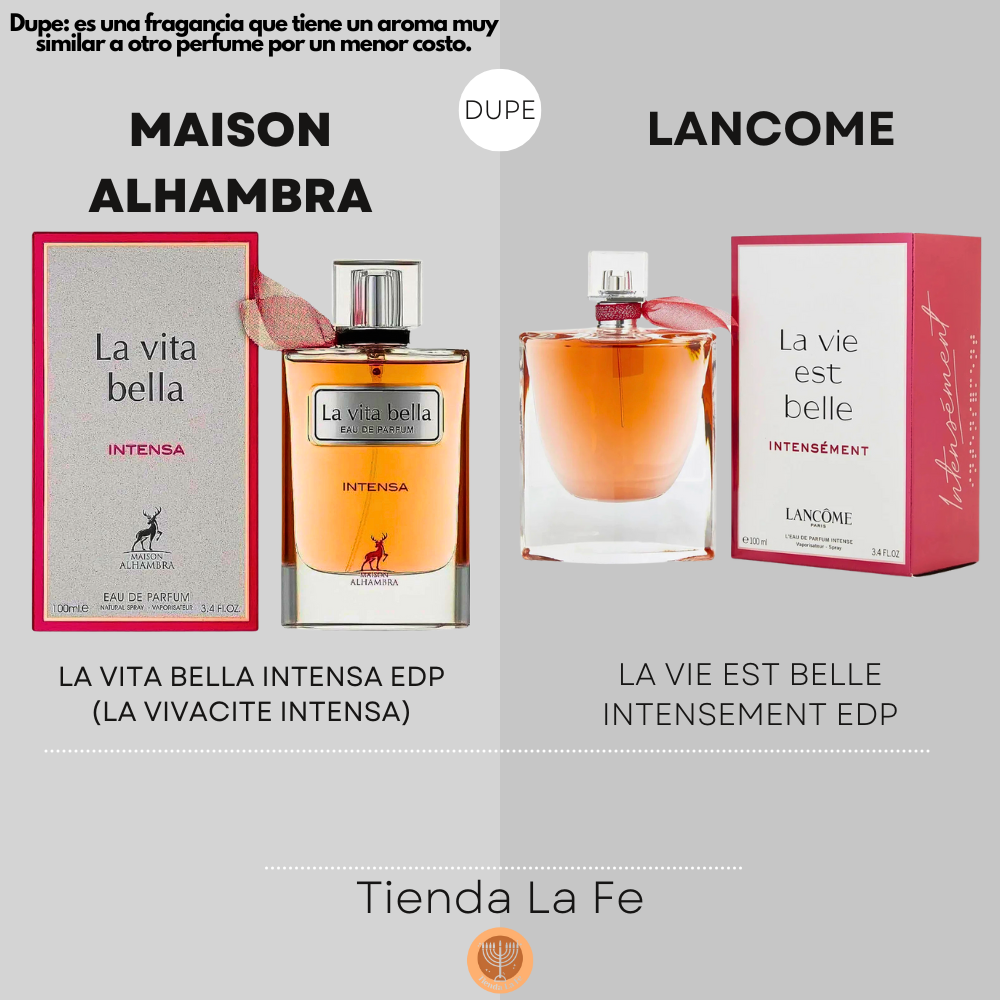 MAISON ALHAMBRA LA VITA BELLA INTENSA EDP 100ML (LA VIVACITE INTENSA) (M) (DUPE LANCOME LA VIE EST BELLE INTENSEMENT EDP)