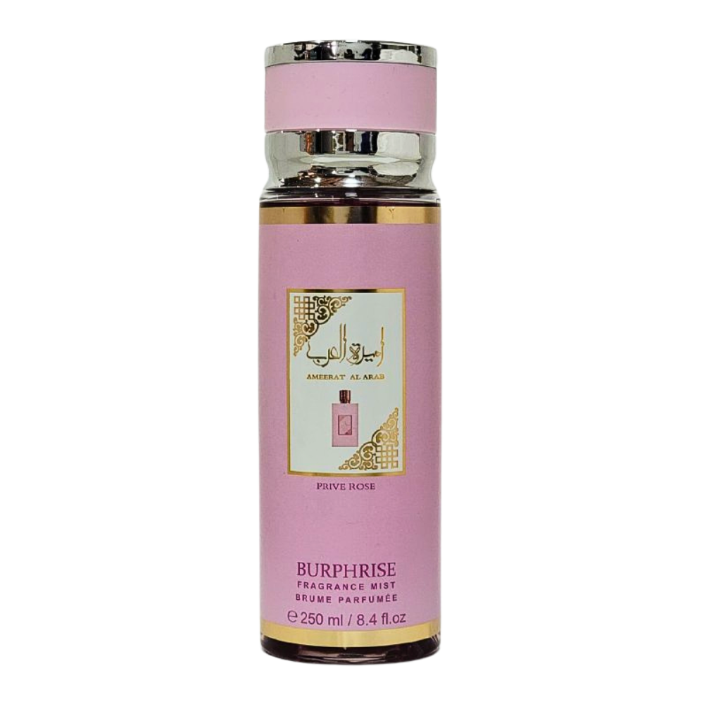 SPRAY PERFUMADO CONCENTRADO BURHRISE AMEERAT AL ARAB PRIVE ROSE 250ML (M)(DUPE DE ASDAAF AMEERAT AL ARAB PRIVE ROSE EDP 100ML)