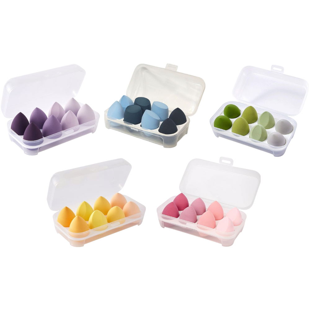 SET DE ESPONJAS DE MAQUILLAJE CON CAJA DE ALMACENAMIENTO 8PCS
