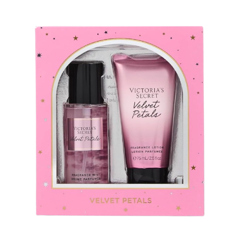 SET MINI DE VICTORIAS SECRET VELVET PETALS SPLASH Y CREMA 75MLX2