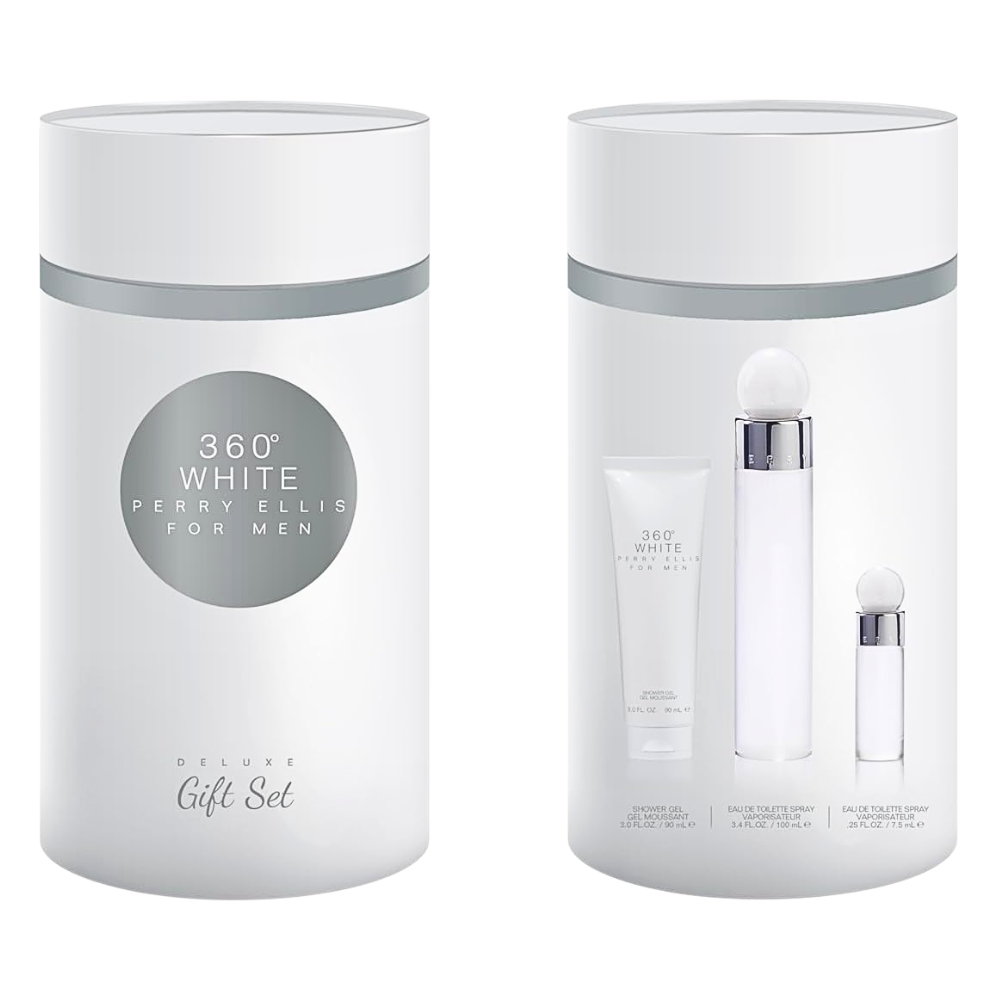 SET PERRY ELLIS 360 WHITE FOR MEN EDT 100ML, EDT 7.5ML, SHOWER GEL 90ML (H)