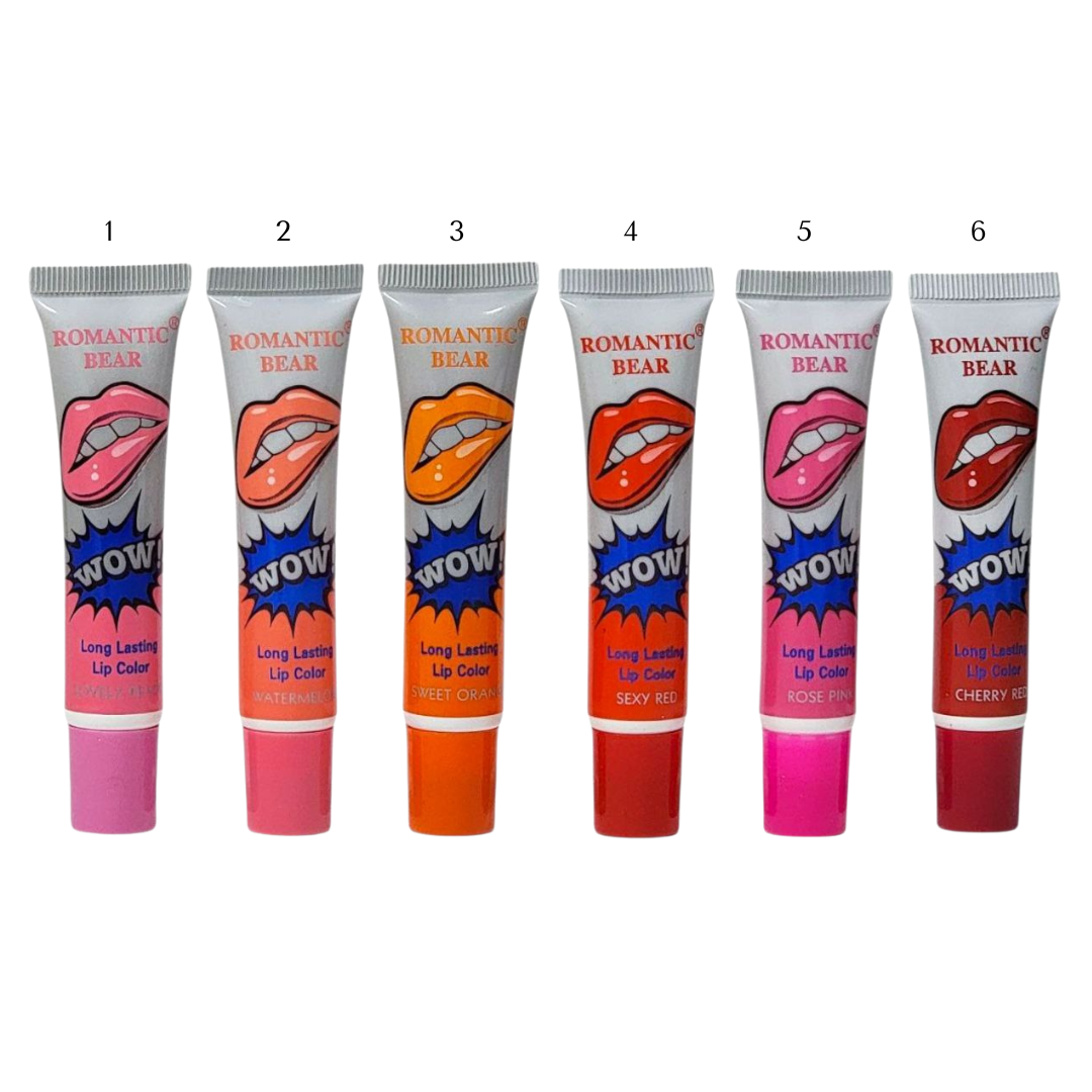 BRILLO LABIAL LIP COLOR PARA LABIOS DE LARGA DURACION 6 TONOS ROMANTIC BEAR 15G (DUPE DE KYLIE JENNER)