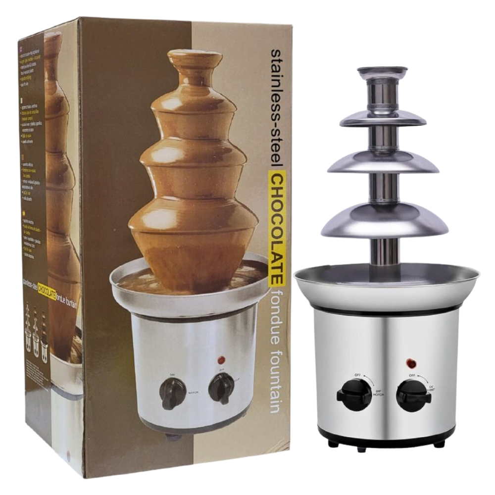 MAQUINA FUENTE DE CHOCOLATE DE ACERO INOXIDABLE, ESTE ELEGANTE DISPOSITIVO MANTIENE TU CHOCOLATE A LA TEMPERATURA PERFECTA