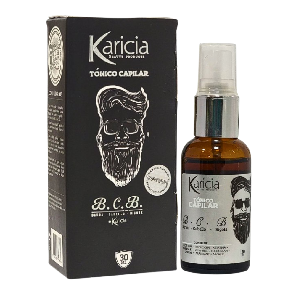 TONICO PARA BARBA CABELLO Y BIGOTE ANTICAIDA CON EXTRACTO DE ARANDANOS NEGROS KARICIA 30ML