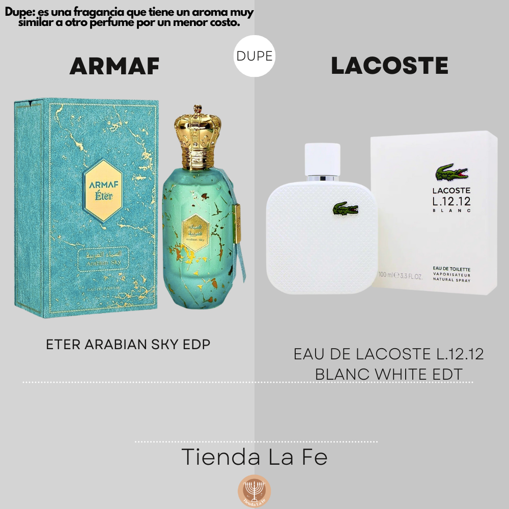 ARMAF ETER ARABIAN SKY EDP 100ML (U) (DUPE LACOSTE EAU DE LACOSTE L.12.12 BLANC WHITE EDT)