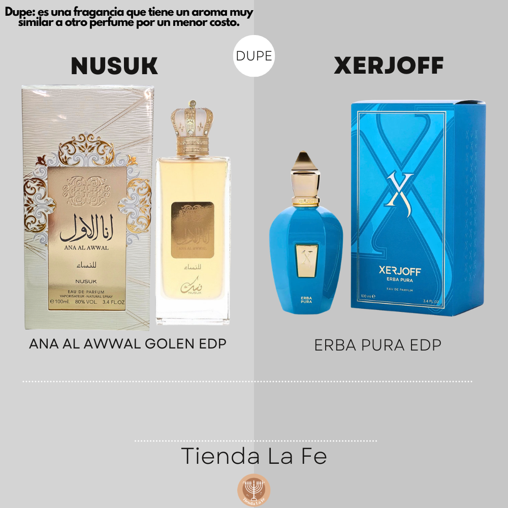 NUSUK ANA AL AWWAL GOLDEN EDP 100ML (M) (DUPE XERJOFF ERBA PURA EDP)