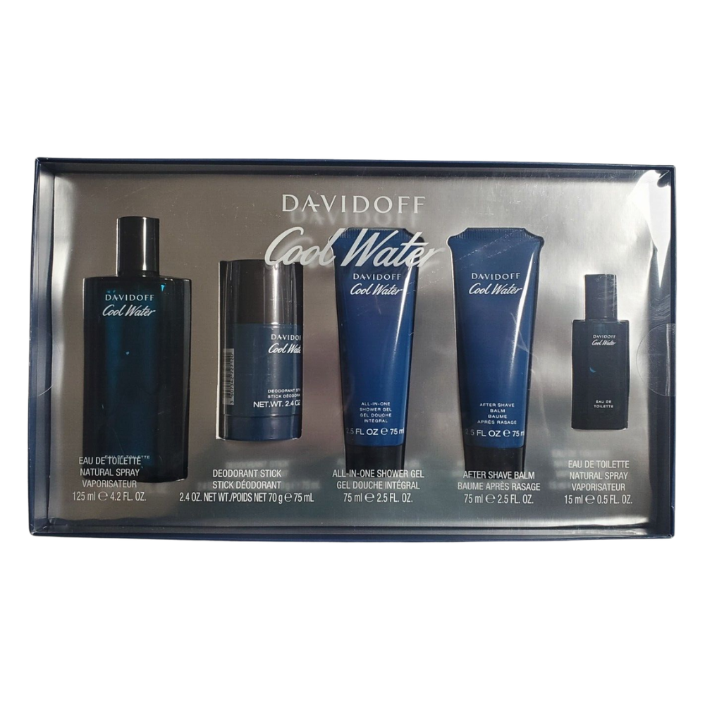 SET DAVIDOFF COOL WATER EDT 125ML, EDT 15ML, DESODORANTE 75ML, SHOWER GEL 75ML, AFTER SHAVE 75ML (H)