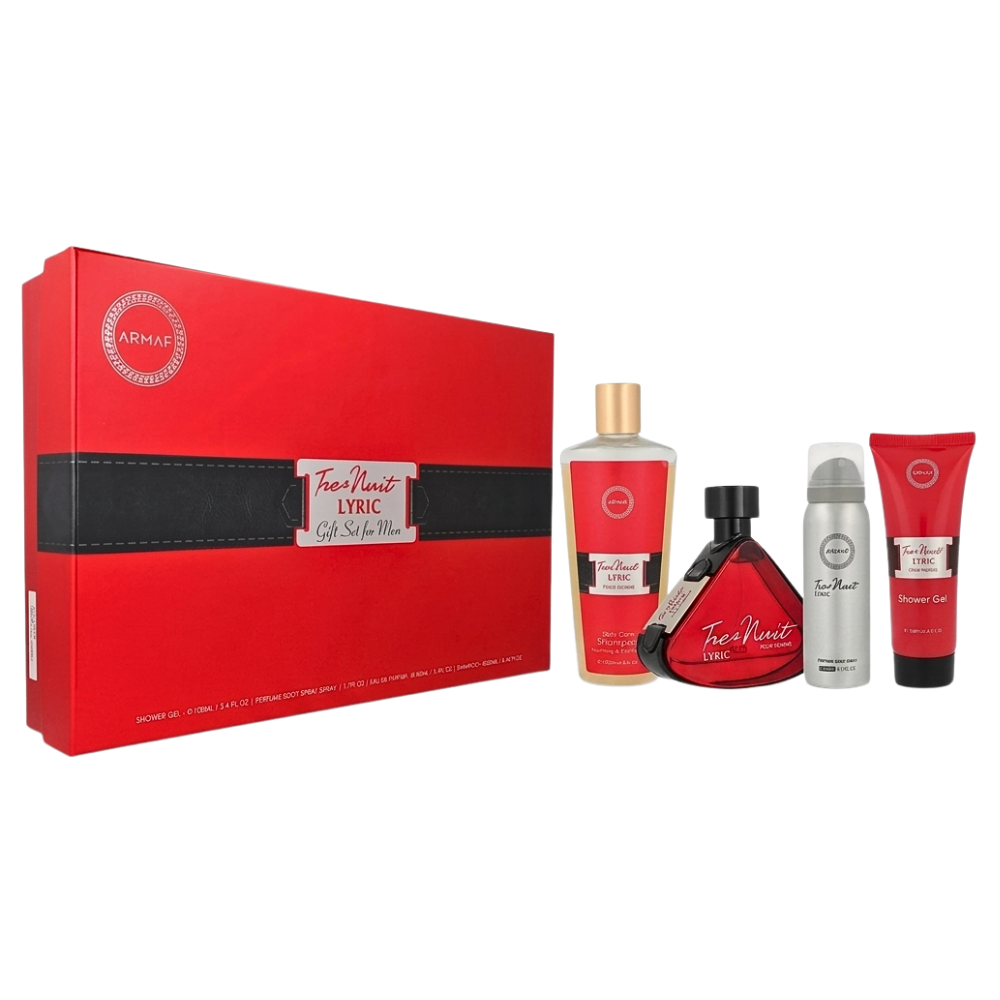 SET ARMAF TRES NUIT LYRIC FOR MEN EDP 100ML, SHOWER GEL 100ML, BODY SPRAY 50ML, SHAMPOO 250ML (H)