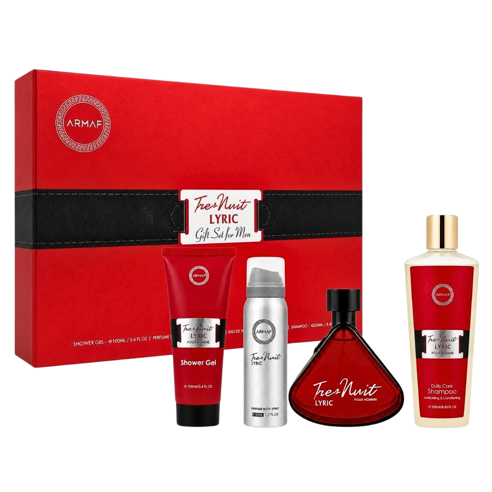 SET ARMAF TRES NUIT LYRIC FOR MEN EDP 100ML, SHOWER GEL 100ML, BODY SPRAY 50ML, SHAMPOO 250ML (H)