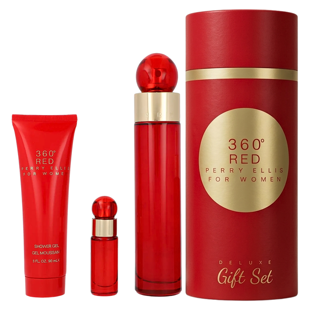 SET PERRY ELLIS 360 RED FOR WOMEN EDP 100ML, EDP 7.5ML, SHOWER GEL 90ML (M)