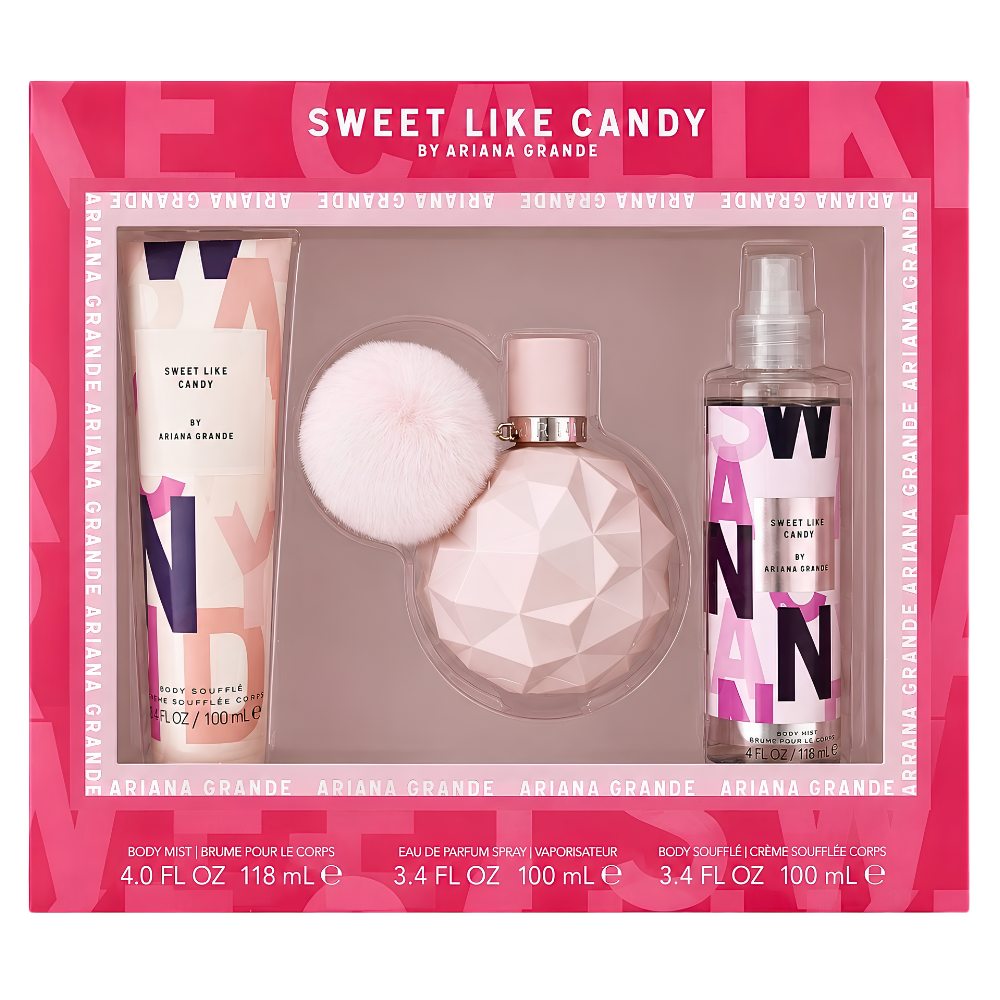 SET ARIANA GRANDE SWEET LIKE CANDY EDP 100ML, BODY LOTION, BODY MIST 118ML (M)