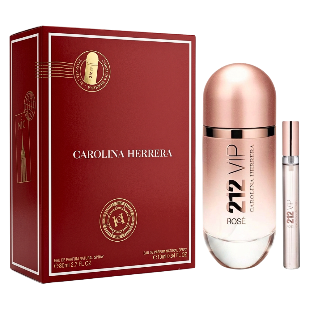 SET CAROLINA HERRERA 212 VIP ROSE FOR WOMEN EDP 80ML, EDP 10ML (M)