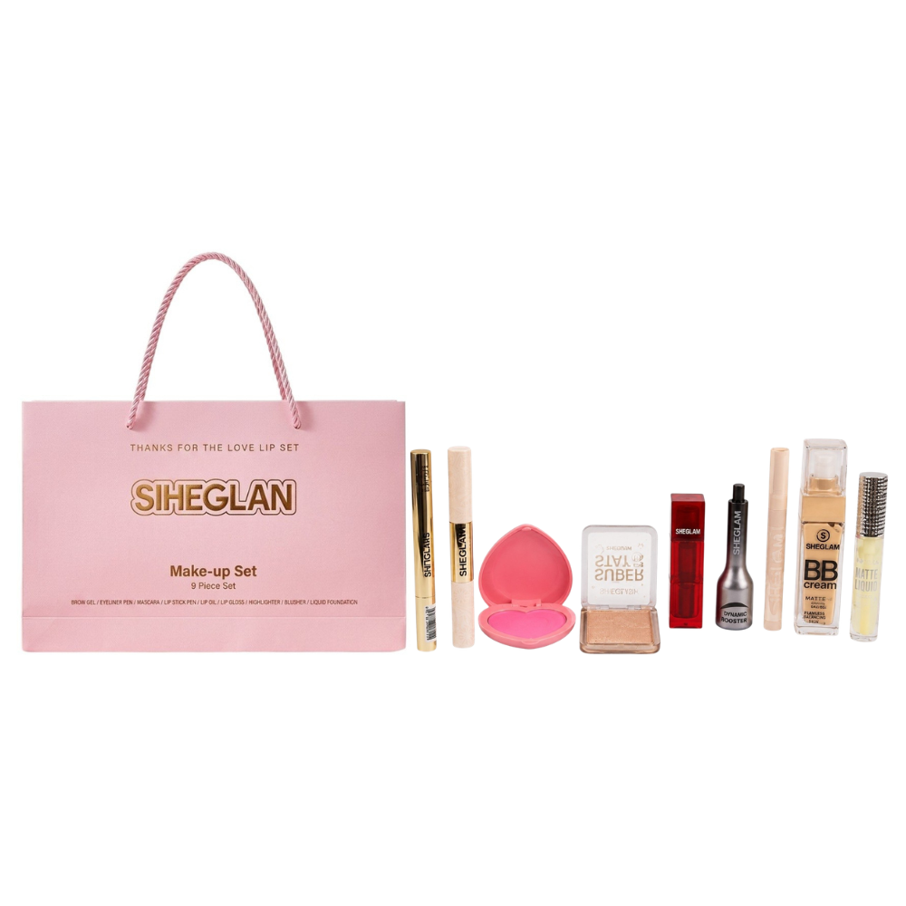 SET DE MAQUILLAJE MULTIFUNCIONAL DE 9PCS SIHEGLAN (DUPE DE SHEGLAM Y MAYBELLINE)