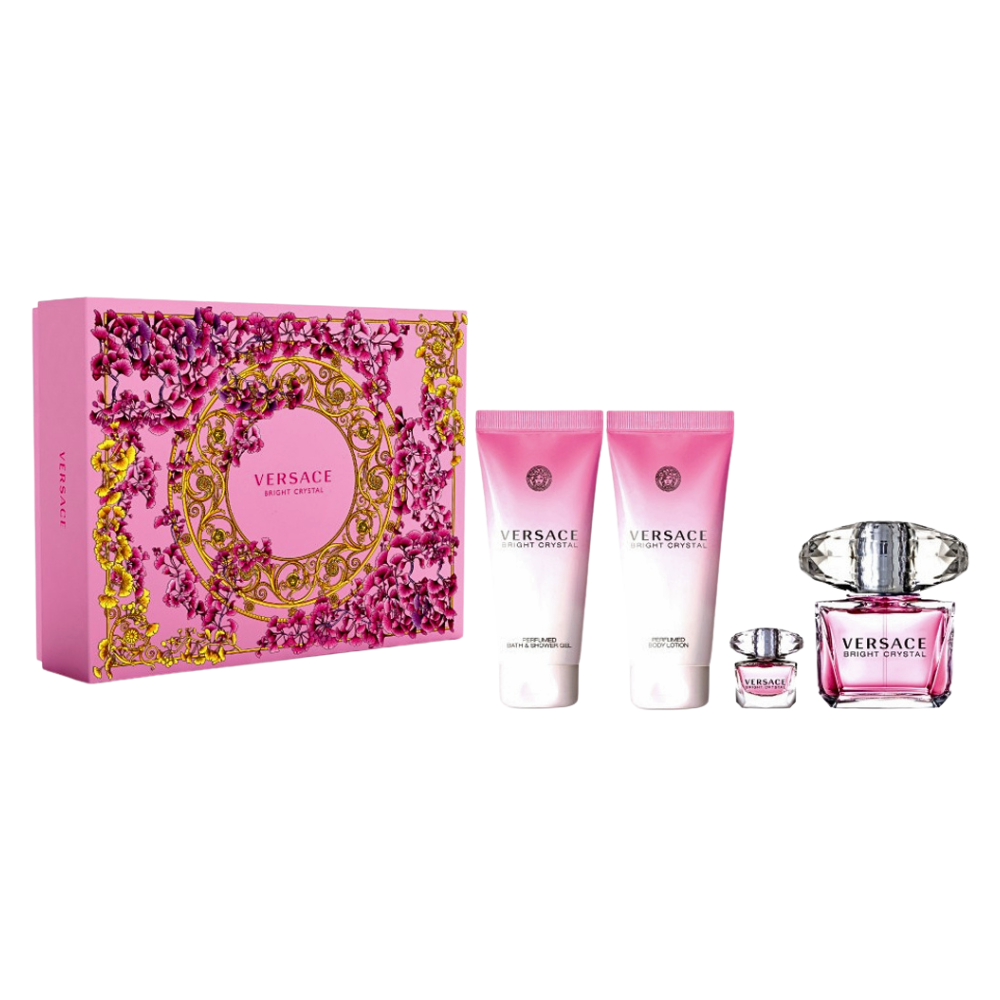 SET VERSACE BRIGHT CRYSTAL EDT 90ML, MINI EDT 5ML, SHOWER GEL 100ML, BODY LOTION 100ML (M)