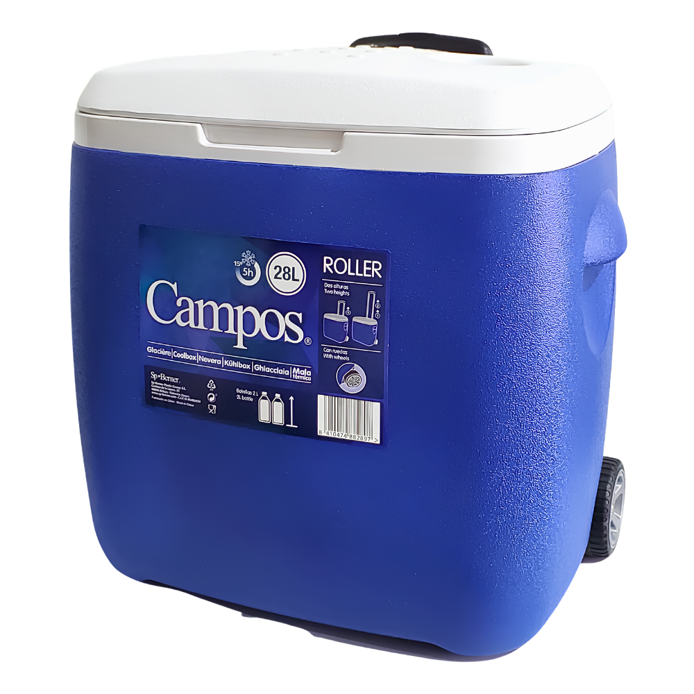 HIELERA TERMICA RESISTENTE CON RUEDAS DE 28 LITROS CAMPOS 43X43CM