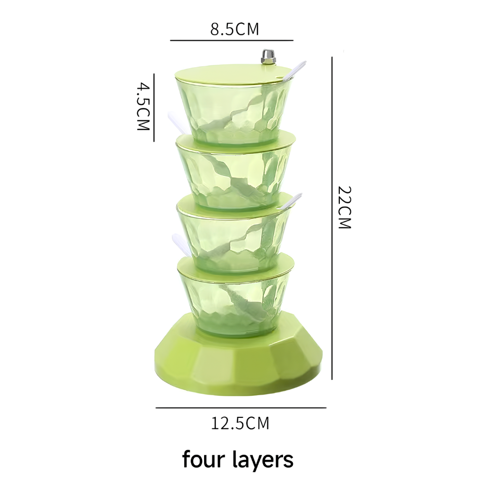 ORGANIZADOR GIRATORIO DE 4 NIVELES PARA ESPECIAS O ALIMENTOS COLOR VERDE 22CM
