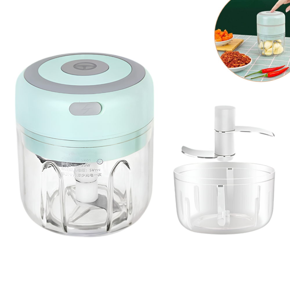 MAQUINA MINI CORTADORA Y PICADOR ELECTRICO DE ALIMENTOS PORTATIL CON CARGA USB