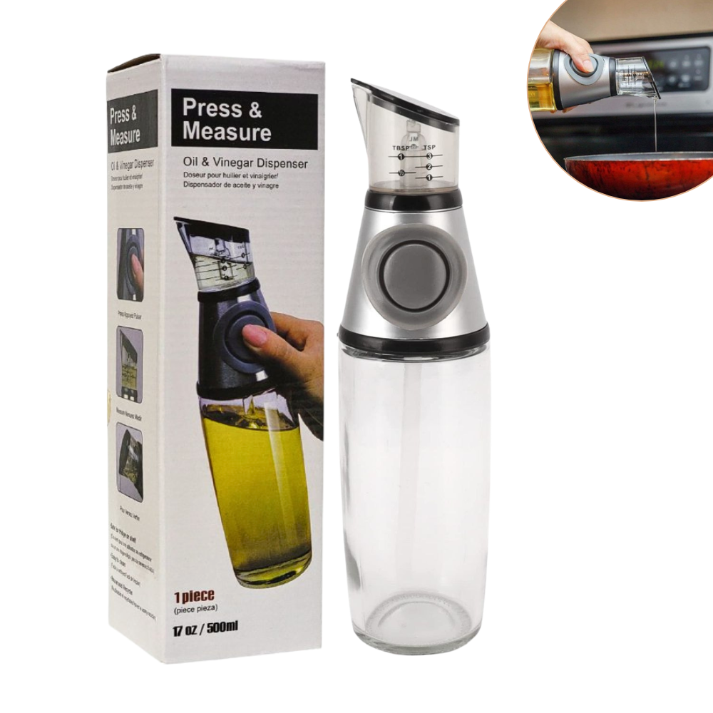 BOTELLA DISPENSADORA DE ACEITE Y VINAGRE CON MEDIDOR 500ML
