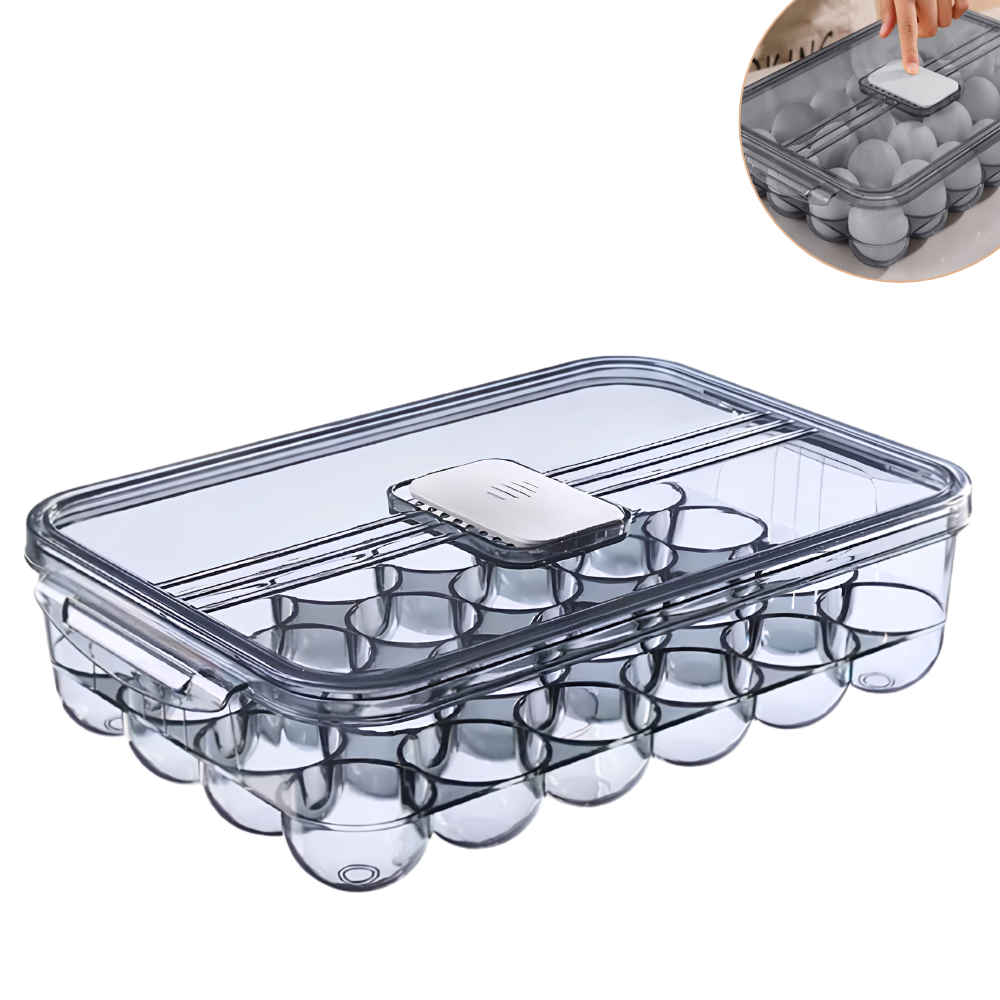 ORGANIZADOR DE HUEVOS TRANSPARENTE DE GRAN CAPACIDAD DE 24 HUEVOS 21.6X9.1X33.5CM
