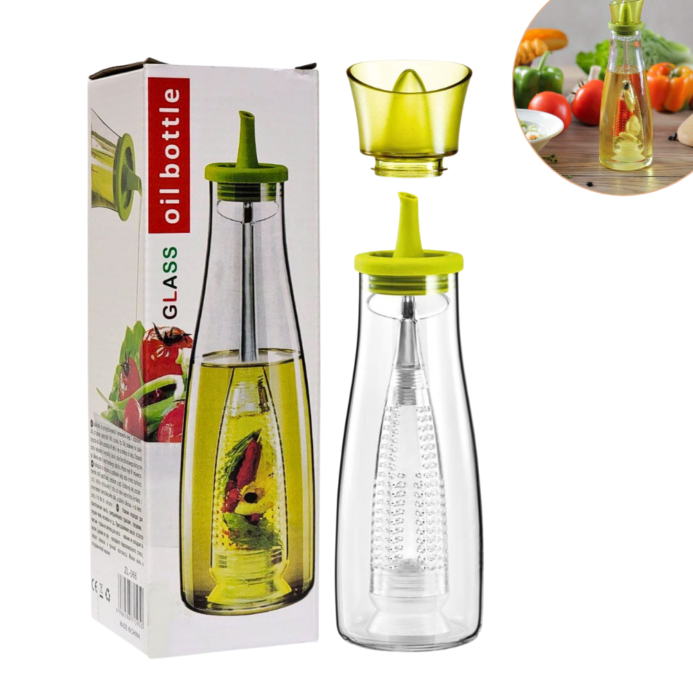 BOTELLA DISPENSADORA DE ACEITE O VINAGRE DE VIDRIO 500ML